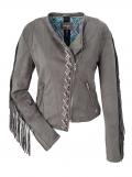 Marken-Lederimitatjacke taupe