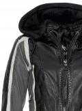 Marken-Lederjacke schwarz-grau-ecru