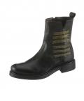 Marken-Lederstiefelette schwarz