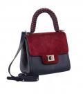 Marken-Ledertasche bordeaux-marine