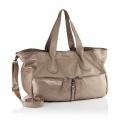 Marken-Ledertasche taupe
