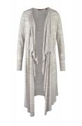 Marken-Longstrickjacke creme-grau