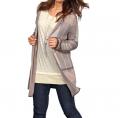 Marken-Longstrickjacke taupe-multicolor