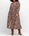 Marken-Maxi-Druckkleid schwarz-bunt