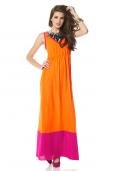 Marken-Maxikleid orange-pink Größe 36