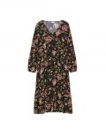 Marken-Midi-Druckkleid schwarz-bunt