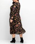 Marken-Midi-Druckkleid schwarz-bunt