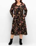 Marken-Midi-Druckkleid schwarz-bunt