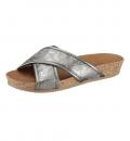 Marken-Pantolette silber metallic Gr. 39