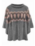 Marken-Poncho-Pullover grau-meliert