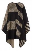 Marken-Poncho schwarz-beige