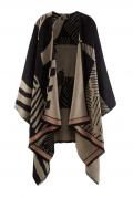 Marken-Poncho schwarz-beige