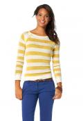 Marken-Pullover gelb-weiß gestreift Gr. 40
