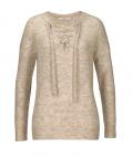 Marken-Pullover mit Schnürung natur