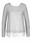 Marken-Pullover mit Spitze grau-melange