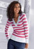 Marken-Pullover pink-weiß