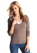 Marken-Pullover taupe