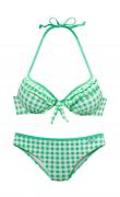 Marken-Push-Up-Bikini grün-weiß Größe 34 C-Cup