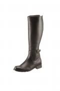 Marken-Rind-Nappaleder-Stiefel mitStretcheinsatz braun