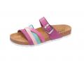 Marken-Rindleder-Pantolette fuchsia-bunt