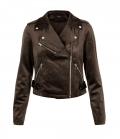 Marken-Samt-Bikerjacke dunkelbraun