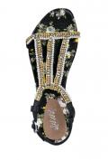 Marken-Sandalette mit Perlen schwarz-bunt