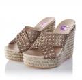 Marken-Sandalette taupe-gold