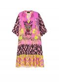Marken-Satin-Druckkleid pink-bunt