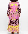 Marken-Satin-Druckkleid pink-bunt