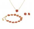 Marken-Schmuck-Set Wilde Rose rot-goldfarben