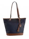 Marken-Schultertasche blau-cognac