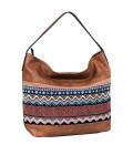 Marken-Schultertasche cognac-bunt