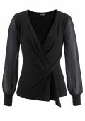 Marken-Shirt mit Chiffon schwarz