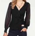 Marken-Shirt mit Chiffon schwarz