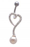 Marken-Silberpiercing mit Zirkonia silber