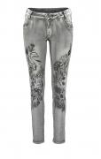 Marken-Skinny-Jeans mit Stickerei grau 34 inch
