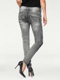 Marken-Skinny-Jeans mit Stickerei grau 34 inch