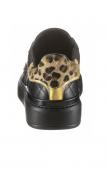 Marken-Sneaker mit Webpelz schwarz-leo