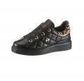 Marken-Sneaker mit Webpelz schwarz-leo