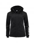 Marken-Softshelljacke mit Kapuze schwarz
