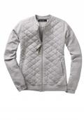 Marken-Steppsweatjacke grau-melange