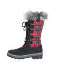 Marken-Stiefel mit Webpelz schwarz-rot