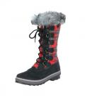 Marken-Stiefel mit Webpelz schwarz-rot