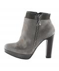 Marken-Stiefelette grau-taupe