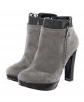 Marken-Stiefelette grau-taupe