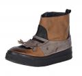 Marken-Stiefelette taupe-cognac