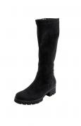 Marken-Stretch-Lederstiefel schwarz Gr. 8 UK