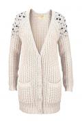 Marken-Strickjacke mit Strass natur