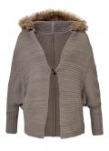 Marken-Strickjacke mit Webpelz sand