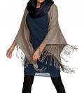 Marken-Strickponcho mit Kaschmir camel